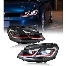 Volksvagen Golf 7 2014- Mk7 Kırmızı Kayar Sinyalli J Ön Far