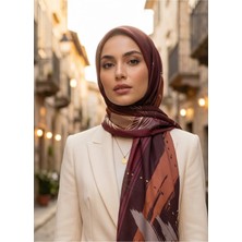 Benetton Sıena Desenli Eşarp B-E-1002 Bordo