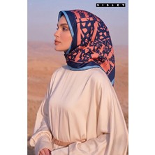 Sisley Elisa Desenli Eşarp S-E-2001 Lacivert-Turuncu