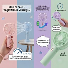 Tg Tek-İş Global 3 Kademeli Şarjlı Mini El Fanı USB Taşınabilir Sessiz Masaüstü Soğutucu Fan Kedi Kulaklı 1 Adet