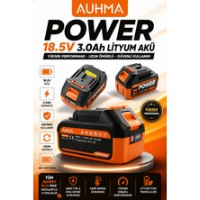 Auhma Ahv-21 18.5V 3.0AH Li-Ion Şarjlı Batarya | Type-C Şarj Girişli, LED Göstergeli Yedek Süpürge Aküsü