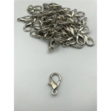 Duck Hoby 10 Adet - 24MM x 10MM Gümüş Renk Papağan Klips, Kilit Kanca, Kapama Klips, Kolye ve Bileklik Kilidi