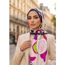 Benetton Sıena Desenli Eşarp B-E-1009 Lacivert