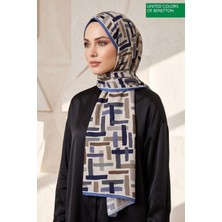 Benetton Fiore Desenli Şal B-S-1011 Füme