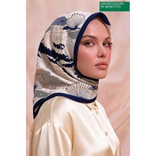 Benetton Sıena Desenli Eşarp B-E-1006 Indigo