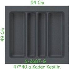 Empressco Pratik Çekmece Içi Plastik Kepçelik, Gri, 4 Göz, S-2687-G