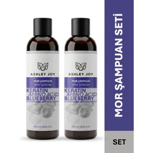 Ashley Joy Mor Şampuan 250 ml 2li Set Boyalı Saçlar İçin Keratinli Bakım Yapıcı Etki