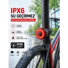 Kenly Akıllı Bisiklet Kuyruk Lambası Fren Sensörlü Type-C Şarjlı Ipx6 Su Geçirmez LED Arka Stop Işığı Otomatik Sensörlü