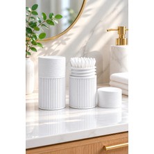 Arvella Studio Kulak Çubuğu Saklama Kutusu | Çok Amaçlı Organizer | Banyo ve Makyaj Düzenleyici - NORA02 Beyaz