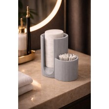 Arvella Studio Banyo Organizeri | Modern Çizgili Banyo Düzenleyici | Dekoratif Makyaj Organizeri - COTTON01 Gri