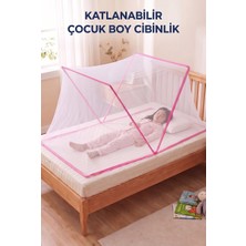 Comerciante Bebek ve Çocuk Yatak Cibinliği 125X50 Pembe Katlanabilir Tül Sineklik Beşik Koruyucu Pratik Taşınabilir