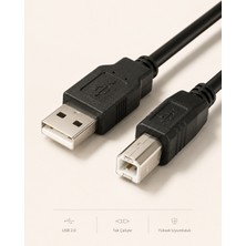 1.5 Metre USB 2.0 Yazıcı ve Tarayıcı Kablosu Type B Printer Bağlantı Kablosu Tak Çalıştır Siyah Yüksek Performans Dayanıklı Kablo Yapısı