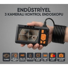 Invicta Profesyonel 3 Kameralı Endüstriyel Kontrol Endoskopu, 10 Metre, Full Hd | 360° Tam Görüş, IP67 Su Geçirmez, 4,3 Inç LCD Ekran, Sd Kart Kayıt, 8 LED Işık
