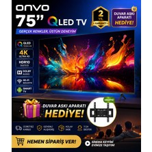 Onvo 75VQ90F2UA 75" 190 Ekran 4K Ultra Hd Google Smart QLED Tv+Askı Apartı