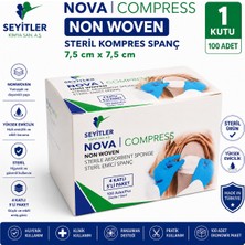Seyitler Nova Nonwoven Kompres Steril 7,5 cm × 7,5 cm  100'LÜ Kutu – 1 Kutu