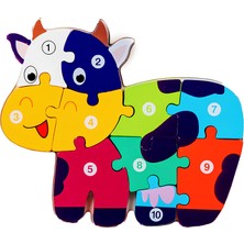 MEGA Ahşap Renkli Hayvan Puzzle Inek
