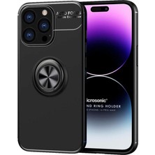 Apple iPhone 14 Pro Max Için Kılıf Kickstand Ring Holder Siyah [iphone 14 Pro Max ile Uyumlu Kıl