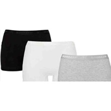 Dondeza Kadın Kısa Boxer Paket Içeriği 3 Adet ( Siyah-Beyaz-Gri)