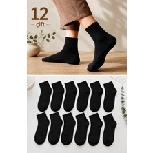CK Socks 12 Çift Siyah Yarım Konç Unisex Çorap | Pamuklu, Nefes Alan, Terletmeyen
