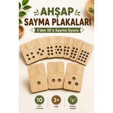 Mind of Toys Ahşap Sayma Plakaları, Sayma Öğrenimi, Montessori Matematik Öğrenimi, 1’den 10’a Kadar