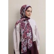 Fresh Scarfs Wild Flora Desen İpek Krep Şal Mürdüm