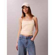Calvin Klein Kadın Ip Askılı Kare Yaka Ck Logo Işlemeli Bej Atlet LV047G208G-TGY