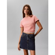 Calvin Klein Kadın Normal Kesim Pamuklu Yuvarlak Yakalı Ck Logo Baskılı Kısa Kollu Pembe T-Shirt LV047G831G-1FS