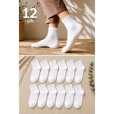 CK Socks 12 Çift Beyaz Yarım Konç Unisex Çorap | Pamuklu, Nefes Alan, Terletmeyen