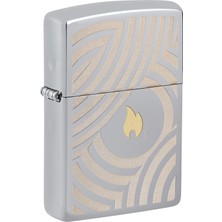 Zippo Rüzgar Çakmağı - Alev ve Circles Design 2 - Doldurulabilir - Hediye Kutusu - Metal - Abd'de Üretilmiştir