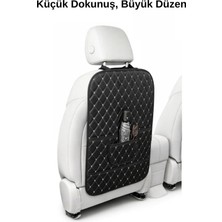 Ecarteks Araç Koltuk Arkası Organizer 1 Adet Deri - Oto Eşya Düzenleyicisi Cepli Lüks Tasarım - Gümüş