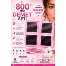 Trade Bazaar 800 Parça Kendin Yap Sahte Kirpik Seti – 9–16 mm Küme Kirpikler | Cımbız & Kirpik Fırçası Dahil | Büyük Kapasiteli Profesyonel Kirpik Kitabı