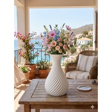 Teknoartshop İskandinav Tarzı Kavisli Plastik Vazo 18 cm. Beyaz