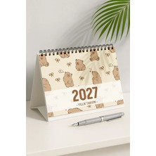 Eldesen Tasarım 2027 Masa Takvimi Spiralli A5 (21X16CM) Büyük Boy / Resmi Tatiller ve Hafta Sonları / 12 Aylık