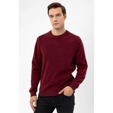 Süvari Koyu Bordo Regular Düz Bisiklet Yaka Sweatshirt