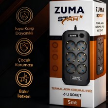 Zuma 6'lı Akım Korumalı Anahtarlı Priz 5MT