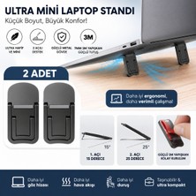 Polham Metal 2 Adet 7mm 3m Yapışkanlı Katlanabilir Ultra Mini Laptop Standı,2 Açılı Laptop Yükseltici