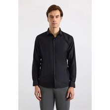 Süvari Siyah Slim Klasik Yaka Casual Gömlek