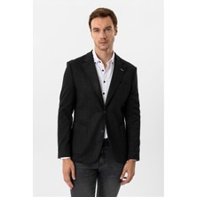 Süvari Siyah Slim Mono Yaka Torba Cep 6 Drop Klasik Ceket