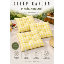 Sleep Garden Çok Amaçlı Kırlent Pofuduk Minder Pötikareli 45X45 Sarı 3 Adet