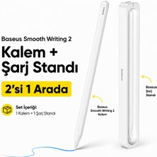 BASEUSONLINE Baseus Smooth Writing 2 Wireless Şarjlı iPad Kalemi + Manyetik Şarj Standı 2'si 1 Arada Set - Avuç Içi Reddi, Eğim Hassasiyeti Palm Rejection