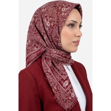 Hadiora Kadın Koyu Pembe Otantik Şal Desenli Flamlı Dimi Eşarp