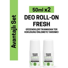 Heaven On Earth 2'li Avantajlı Set %100 Doğal Organik Deo Roll On Aluminyum Tuzları Içermez Ter Kokusu Önleyici Lekesiz Vegan