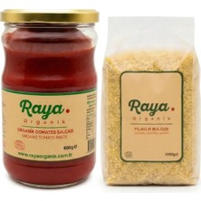 Raya Organik Organik Pilavlık Bulgur 1 kg - Organik Domates Salçası 650 gr 2 Li Set