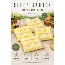 Sleep Garden Çok Amaçlı Kırlent Pofuduk Minder Pötikareli 45X45 Sarı 4 Adet