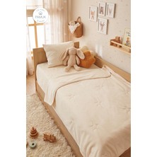 Ocean Home Textile %100 Pamuk Penye Ekru Yıldız Nakışlı Bebek Çok Amaçlı Örtü 90 x 120 cm