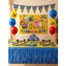 snowparty Sünger Bob Sponge Patrick  Bob Kare Pantolon Afişli Metalize Masa Etekli Doğum Günü Parti Malzemeleri Süsleri Seti