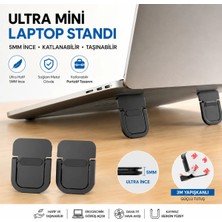 Polham Metal 2 Adet 5mm 3m Yapışkanlı Katlanabilir Ultra Mini Laptop Standı,portatif Taşınabilir