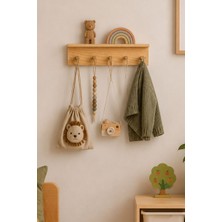 Grootland Ahşap Askılık Raf ve Kitaplık Raf Eğitici Montessori Duvar Rafı 40 Cm