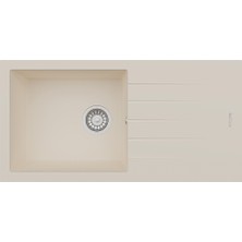Real Stone Realstone Assos 86 Xl P011 Granit Evye 860X435 mm Tek Göz Damlalıklı Mutfak Evyesi - Realstone P011 Assos 86 Xl Krem