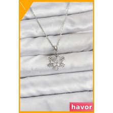 Havor Paslanmaz Çelik Kar Tanesi Desenli Zirkon Taşlı Kolye